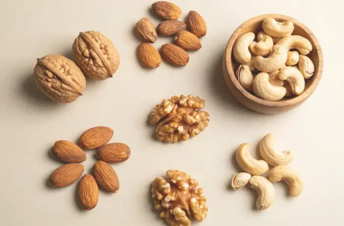 Mixed nuts including almonds, cashews, walnuts, and pistachios for healthy everyday snacking
