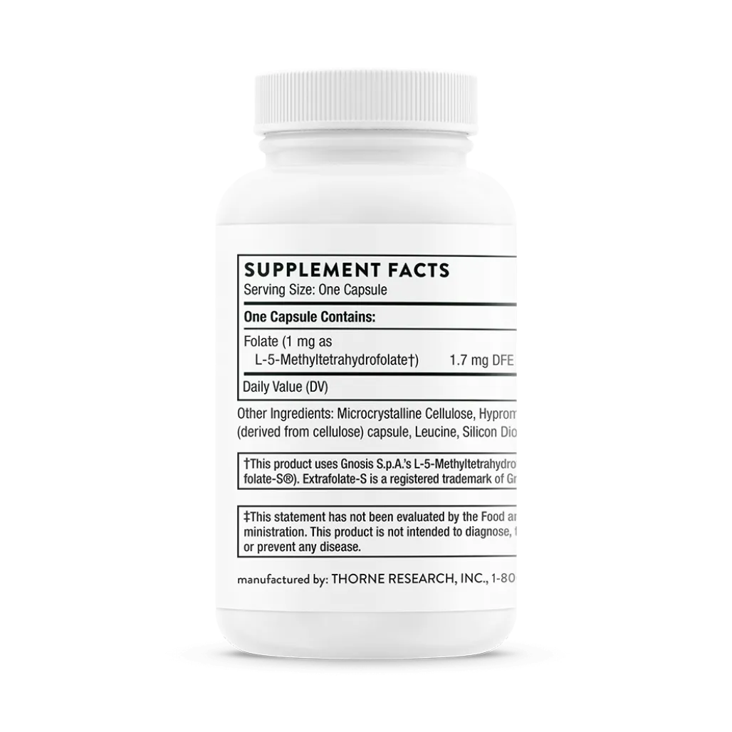 Thorne 5-MTHF 1 mg 60 caps supplement facts