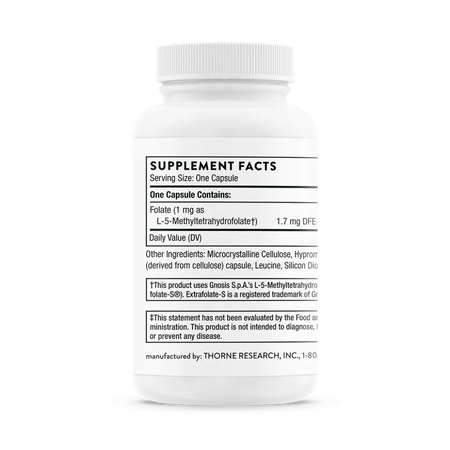 Thorne 5-MTHF 1 mg 60 caps supplement facts