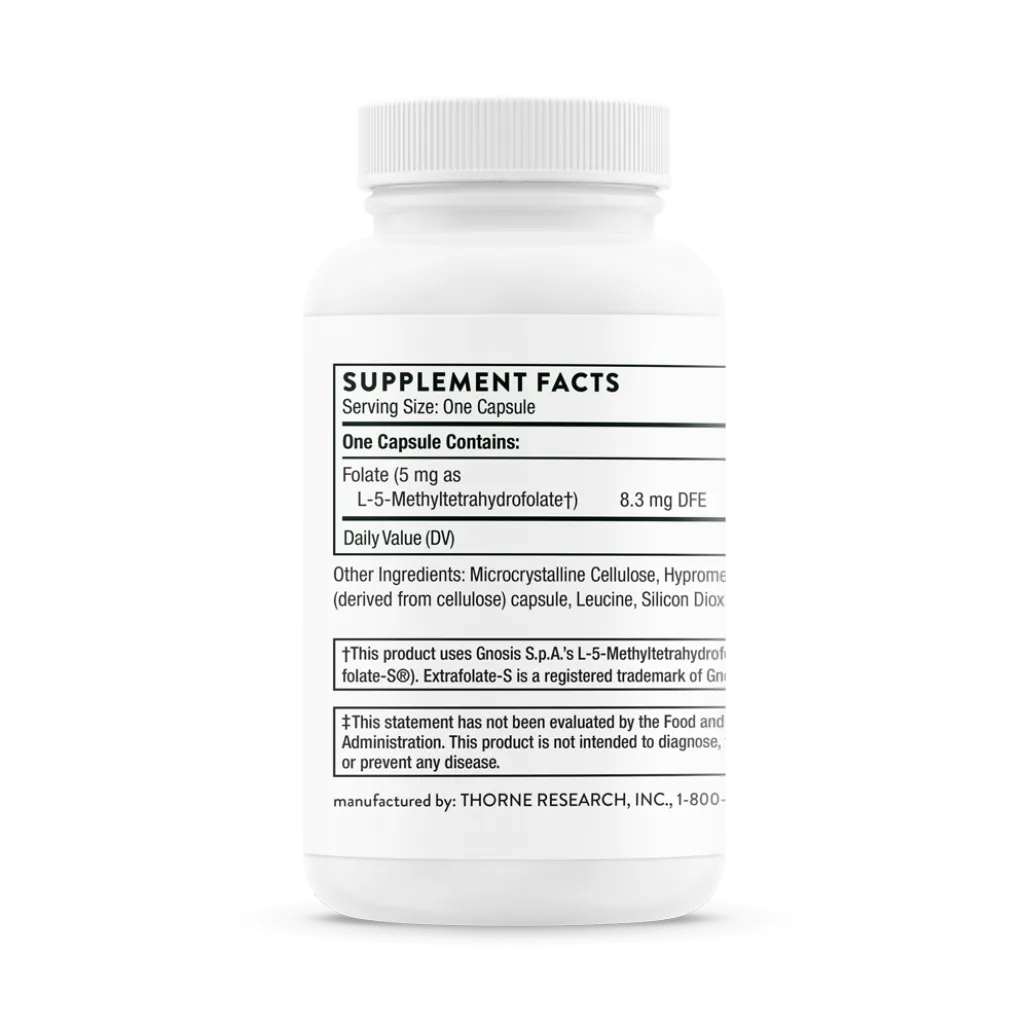 Thorne 5-MTHF 5 mg 60 vegcaps supplement facts
