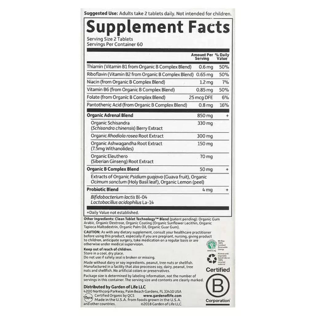 Adrenal Daily Balance Organic Garden of life