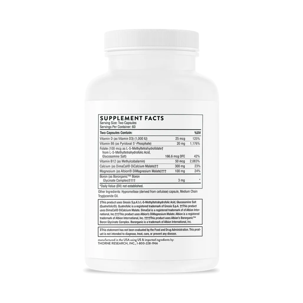Thorne Advanced Bone Support 120 vegcaps supplement facts