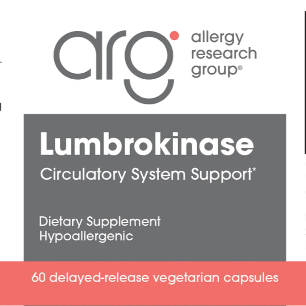 Lumbrokinase proteolytic enzyme capsules by Allergy Research Group for fibrin breakdown and cardiovascular wellness