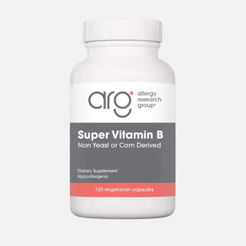 Allergy Research Group Super Vitamin B Complex supplement bottle of B-vitamins for energy, metabolism, and nervous system support