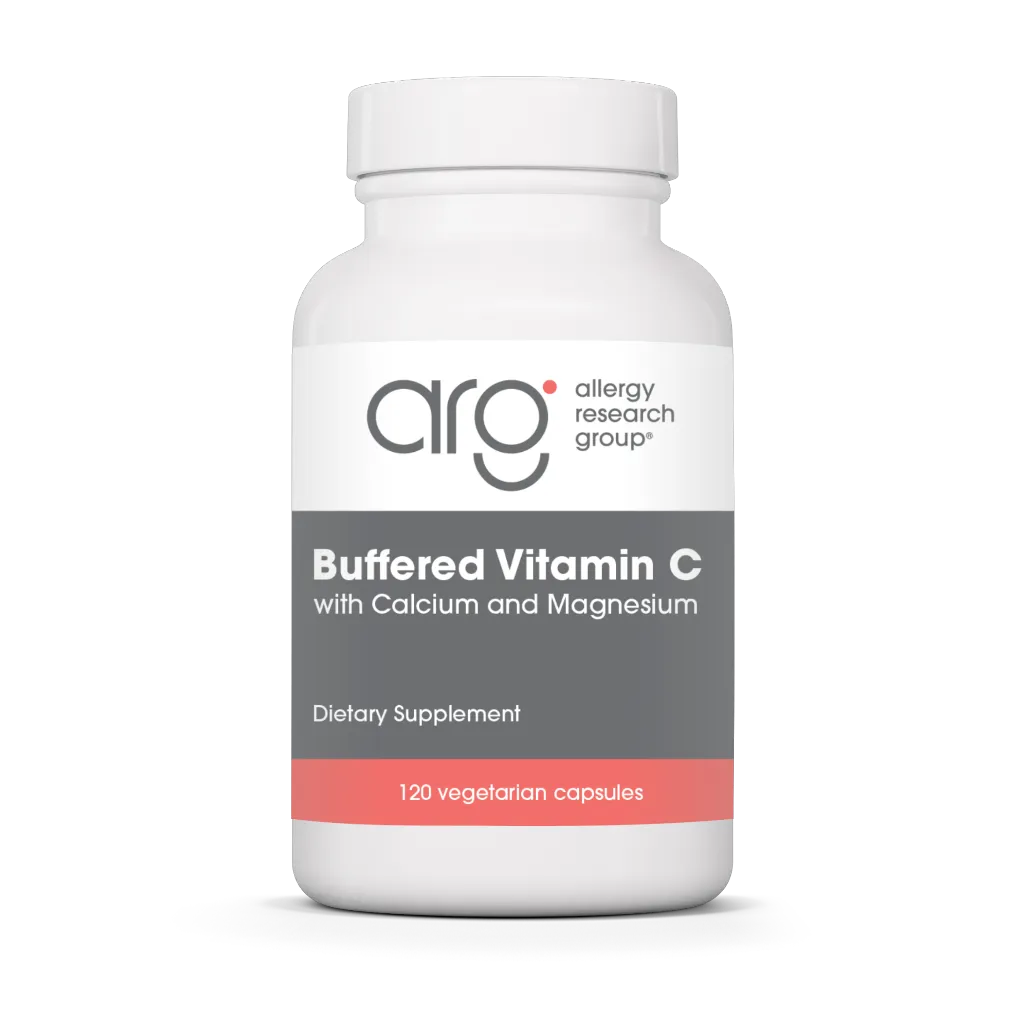 Allergy Research Group buffered vitamin C capsules bottle for immune support with gentle formulation and antioxidant benefits