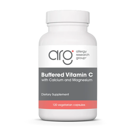 Allergy Research Group buffered vitamin C capsules bottle for immune support with gentle formulation and antioxidant benefits