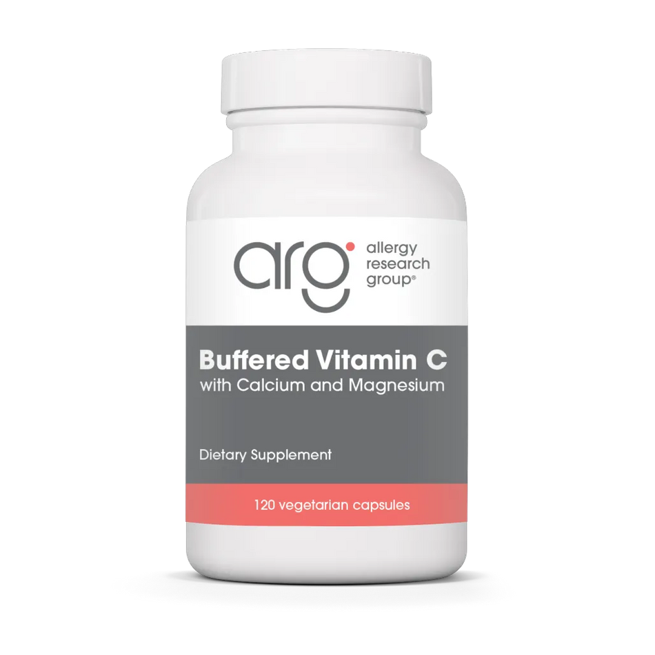 Allergy Research Group buffered vitamin C capsules bottle for immune support with gentle formulation and antioxidant benefits
