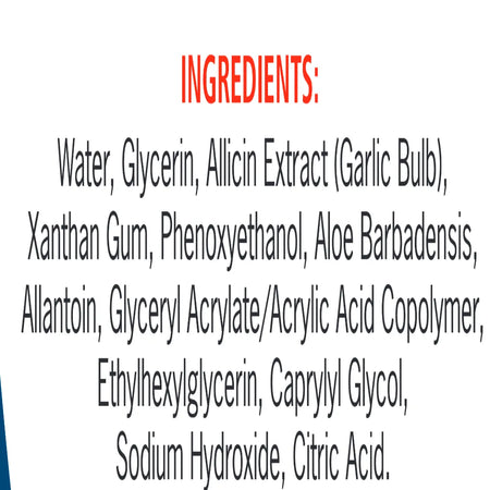 Alliderm Gel ingredients and usage instructions label – Allimax International topical gel