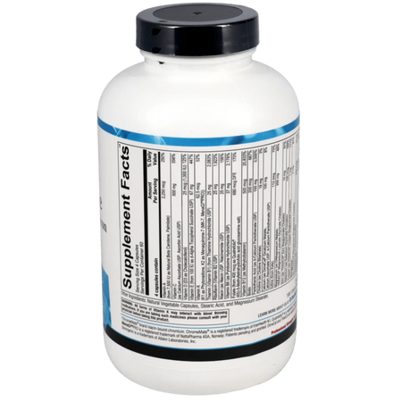 Alpha Base Capsules without Iron ingredients panel showing multivitamins, minerals and antioxidants list