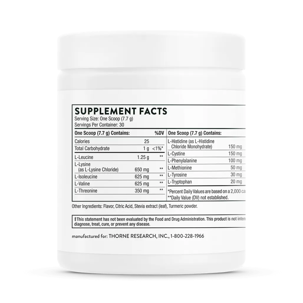 Thorne Amino Complex Lemon NSF 7.7 oz supplement facts