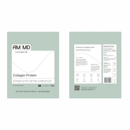 Grass-fed and pasture-raised Collagen Protein by Amy Myers MD, providing 38 servings of high-quality collagen peptides to encourage connective tissue health.