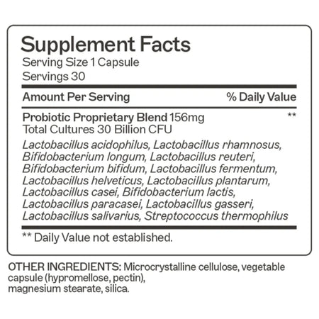 High-potency Probiotic 30 Billion by Amy Myers MD, showing 30 capsules of potent and replenishing gut health support.