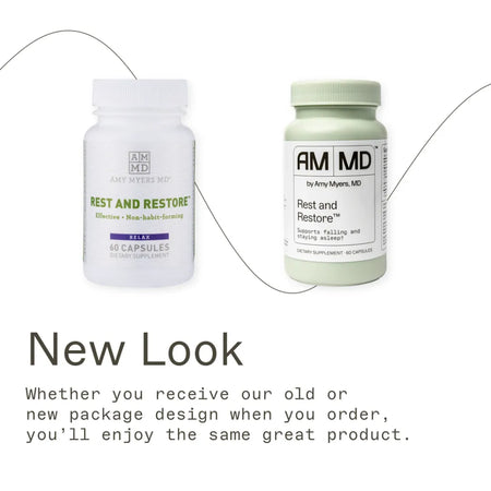 Rest and Restore Max by Amy Myers MD, a 60-capsule sleep aid with an advanced formula to help those who have difficulty falling and staying asleep.