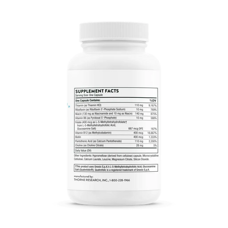 Thorne Basic B Complex 60 caps supplement facts