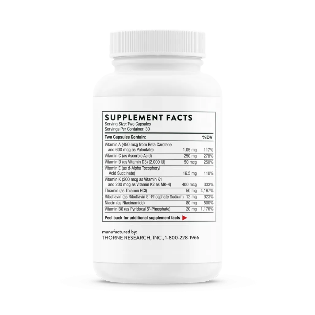 Thorne Basic Nutrients 2/Day 60 vegcaps supplement facts