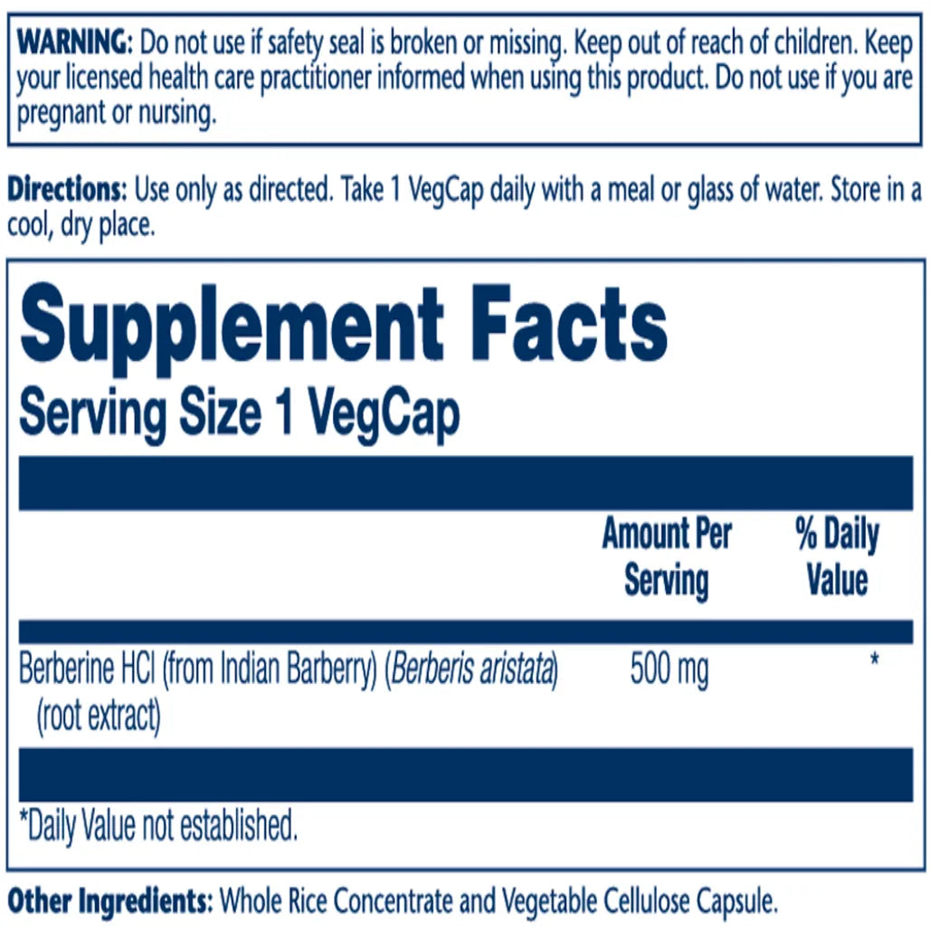 Solaray Berberine 500 mg Dietary Supplement - 60 Veg Capsules