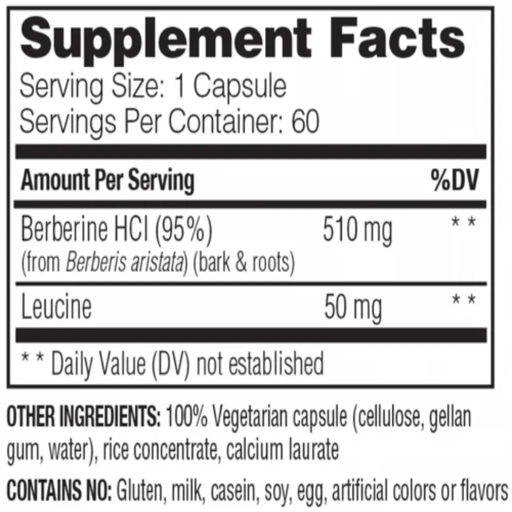 Ingredients of Berberine Dietary Supplement by Enzymedica - Berberine HCL 510mg