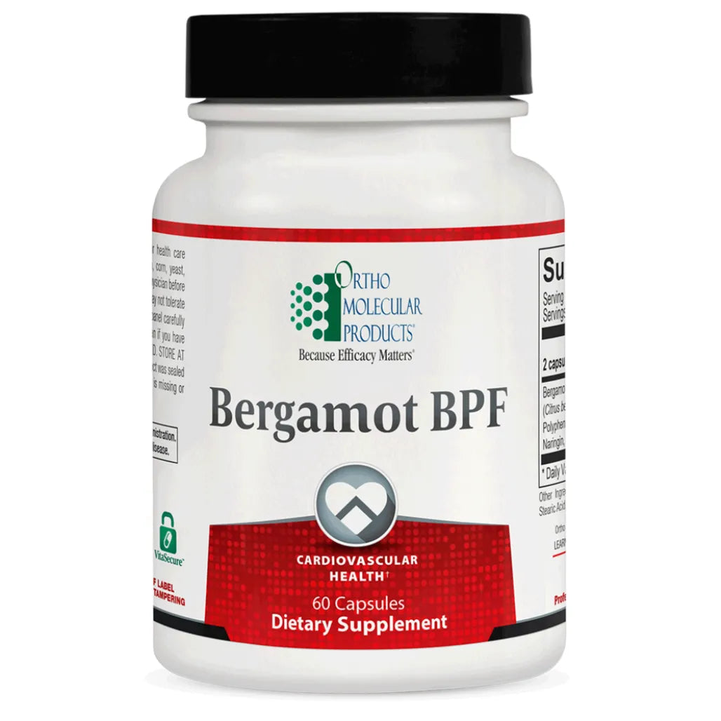 Ortho Molecular Bergamot BPF heart health supplement bottle for cholesterol balance and antioxidant support