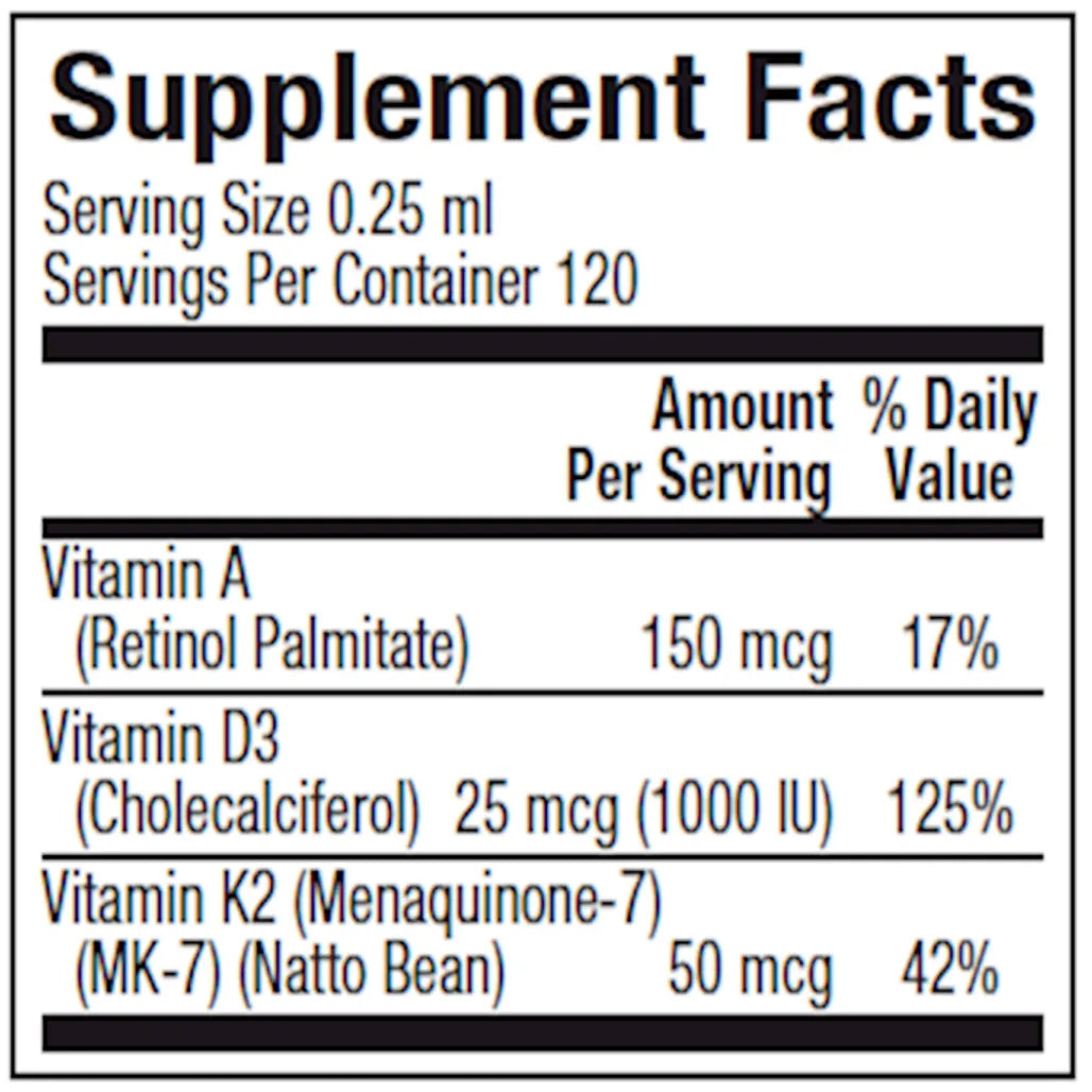 Vitamin K2, D3 & A Bioclinic Naturals