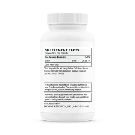Thorne Biotin-8 60 vegcaps supplement facts