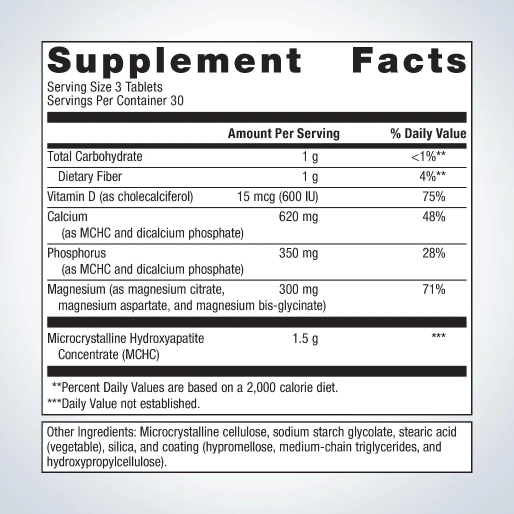 Metagenics Bone Builder with Magnesium supplement ingredients