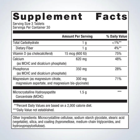 Metagenics Bone Builder with Magnesium supplement ingredients