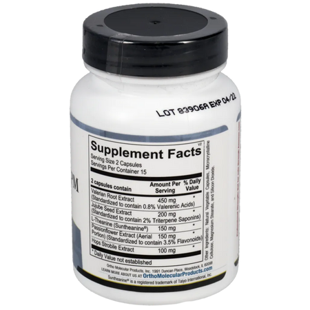Ingredients list of Botanicalm PM by Ortho Molecular Products for sleep support and relaxation
