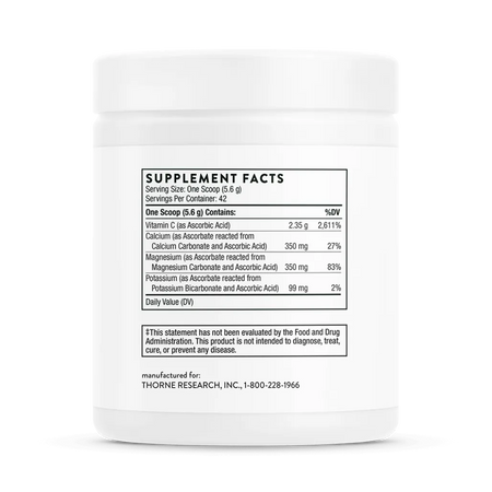 Thorne Buffered C Powder 8.32 oz supplement facts