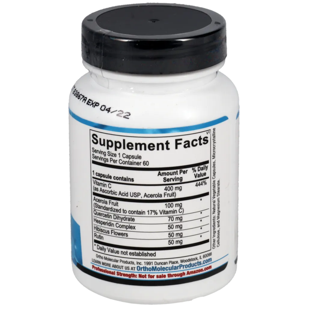 Ingredients list of C‑Flav by Ortho Molecular Products with bioflavonoids and antioxidant nutrients