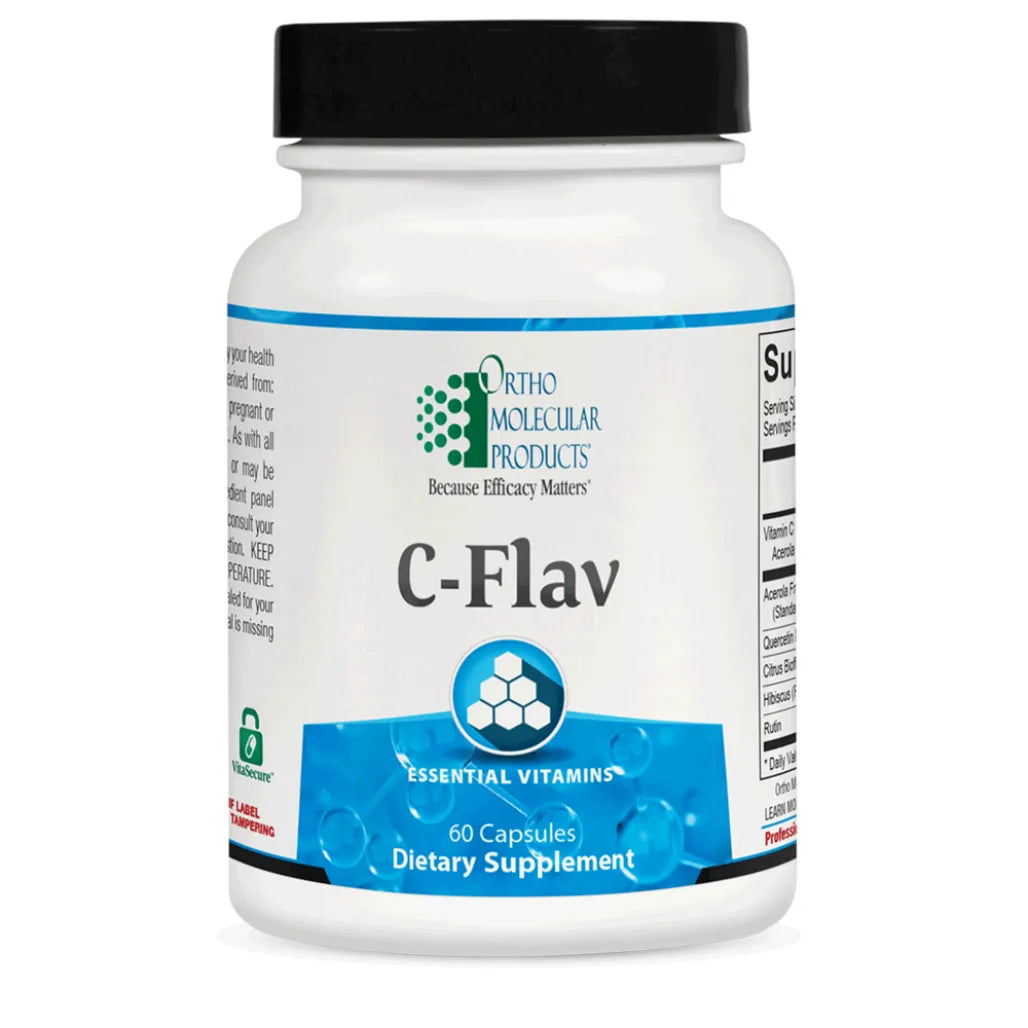 Ortho Molecular C‑Flav vitamin C flavonoid complex supplement bottle for immune and antioxidant support