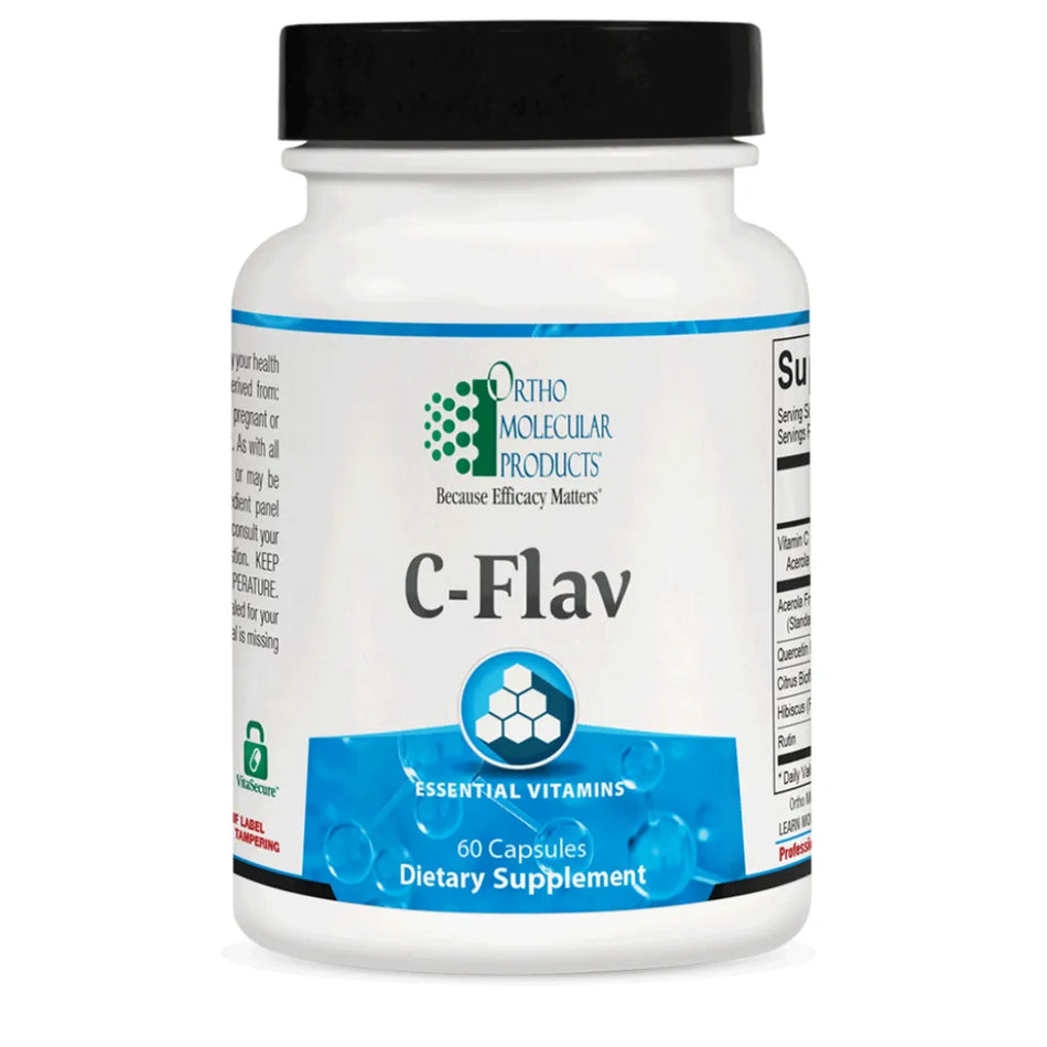 Ortho Molecular C‑Flav vitamin C flavonoid complex supplement bottle for immune and antioxidant support