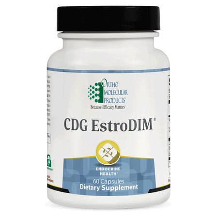 Ortho Molecular CDG Estro DIM supplement bottle for estrogen metabolism and hormonal balance support