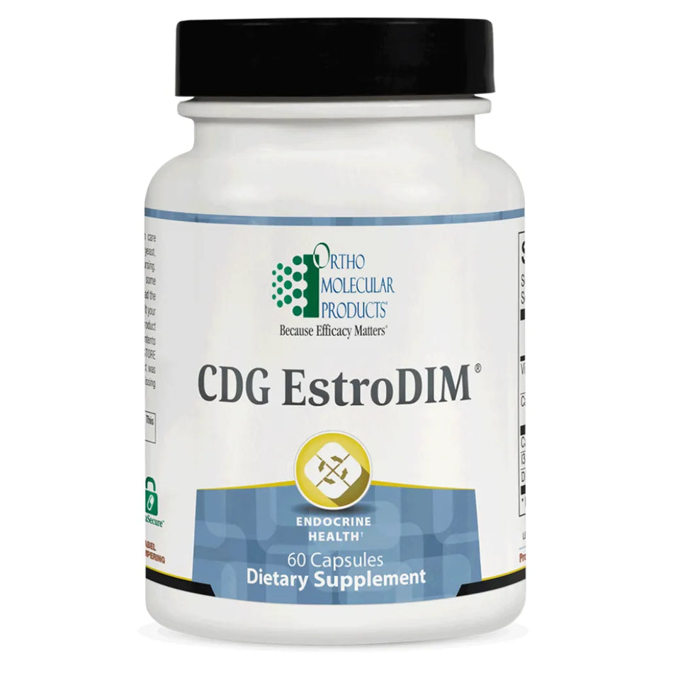 Ortho Molecular CDG Estro DIM supplement bottle for estrogen metabolism and hormonal balance support