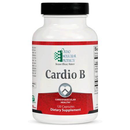 Ortho Molecular Cardio‑B 120 capsules packaging for healthy homocysteine levels and cardiovascular wellness