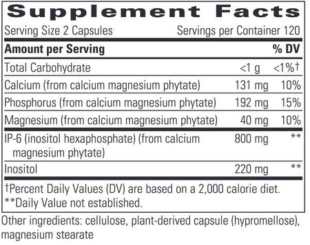 Integrative Therapeutics Cellular Forte with IP-6 & Inositol - Ingredients