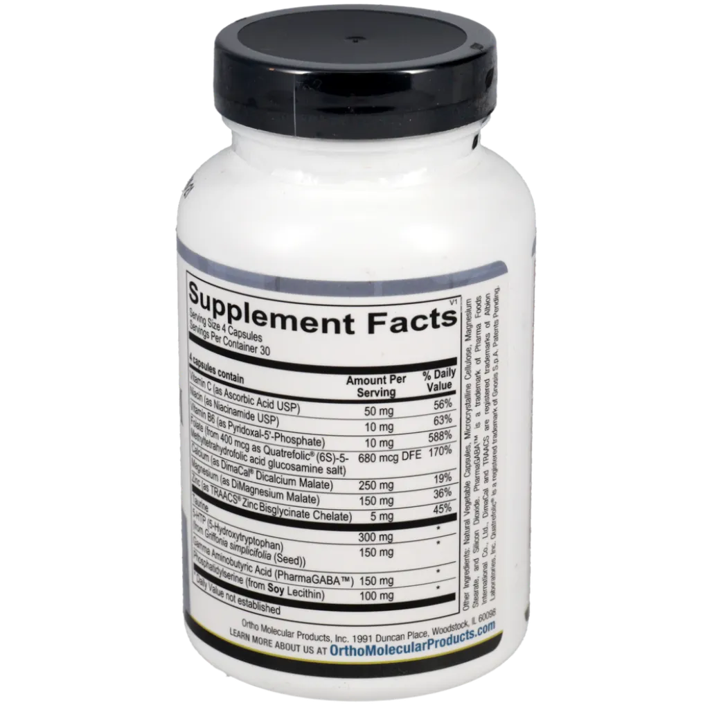 Ingredients of Cerenity PM by Ortho Molecular Products for restful sleep and relaxation support