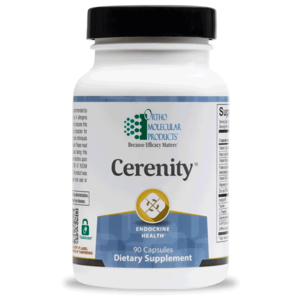 Ortho Molecular Cerenity supplement bottle for stress relief and calm neurotransmitter support
