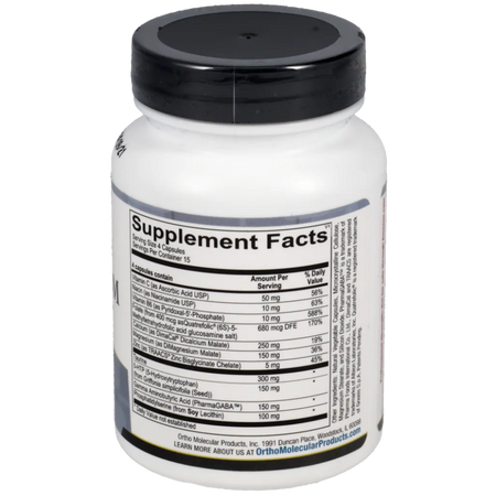 Ortho Molecular Cerenity PM ingredient list with vitamins, minerals and calming amino acids for sleep