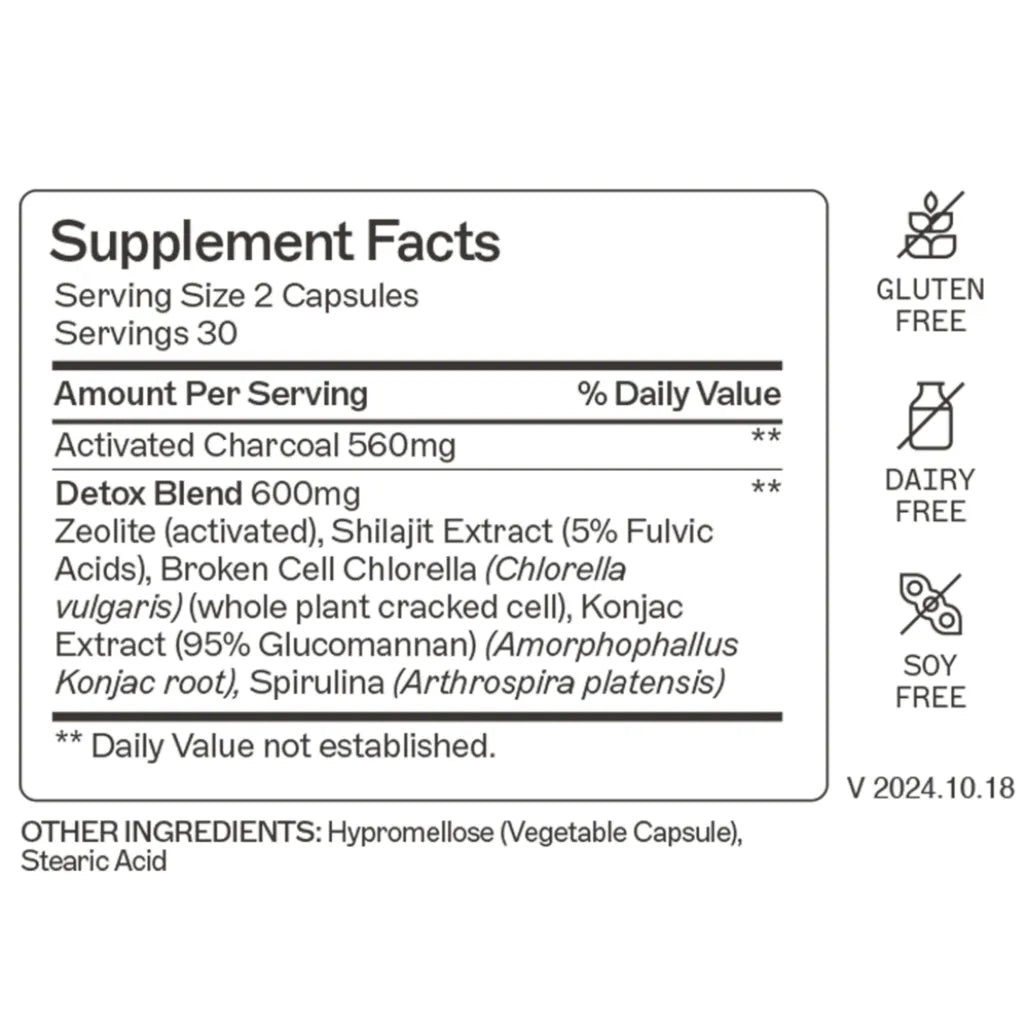 Amy Myers MD Charcoal Binder Complete supplement bottle for detoxification and alleviating bloating.