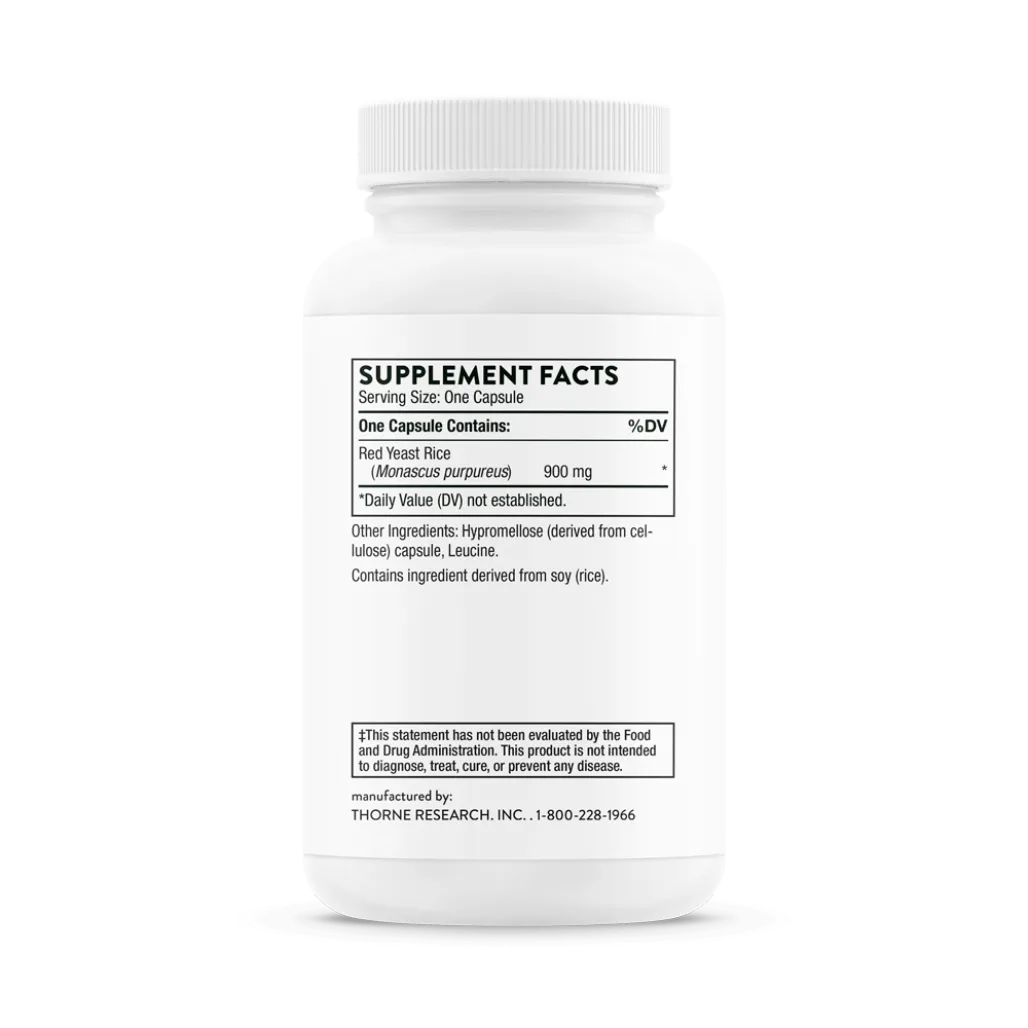 Thorne Choleast-900 Red Yeast Rice 120 caps supplement facts