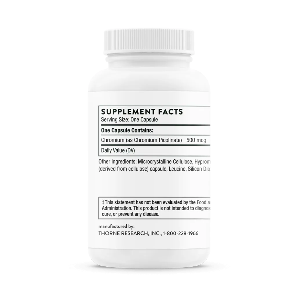 Thorne Chromium Picolinate 60 vegcaps supplement facts