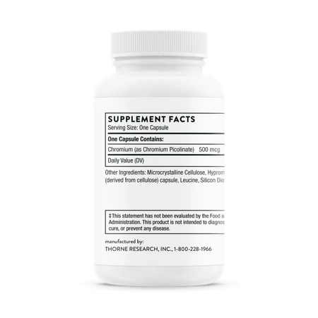 Thorne Chromium Picolinate 60 vegcaps supplement facts