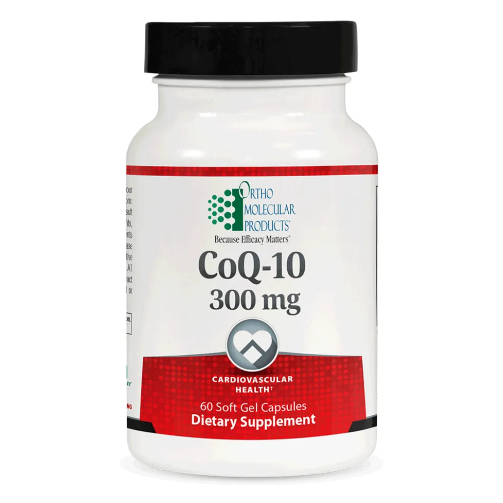 CoQ-10 300 mg soft gel bottle for heart health, cellular energy and antioxidant protection