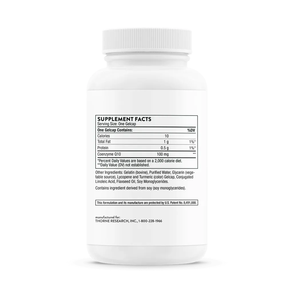 Thorne CoQ10 100 mg 60 Gelcaps supplement facts