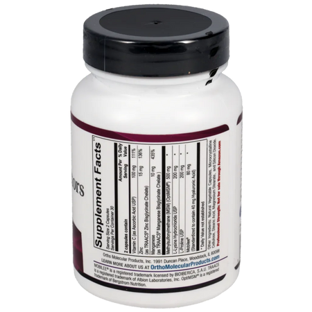 Collagen Factors ingredient panel with vitamin C, MSM, zinc, manganese, lysine, proline and Mobilee® hyaluronic acid