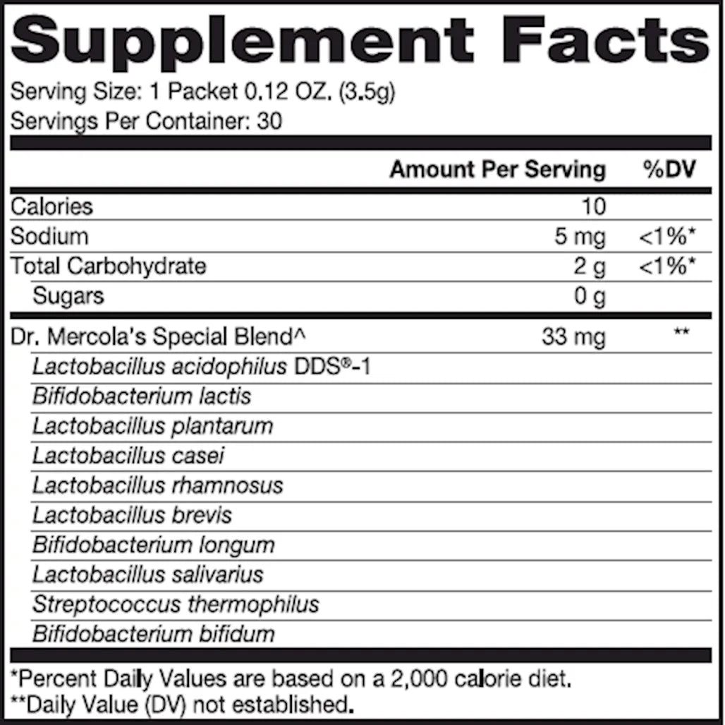 Dr. Mercola's Complete Probiotics Powder Packet for Kids - Natural Raspberry Flavor with Other Natural Flavors