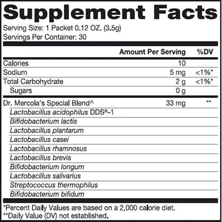 Dr. Mercola's Complete Probiotics Powder Packet for Kids - Natural Raspberry Flavor with Other Natural Flavors