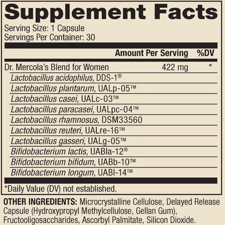 Dr. Mercola Complete Probiotics for Women 70 Billion CFU Dietary Supplement, 90 Capsules