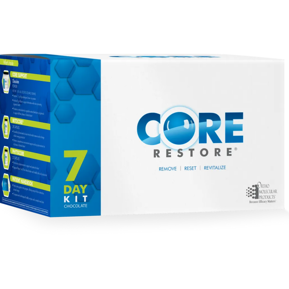 Ortho Molecular Core Restore Chocolate 7-Day digestive support shake for gut health and microbiome balance