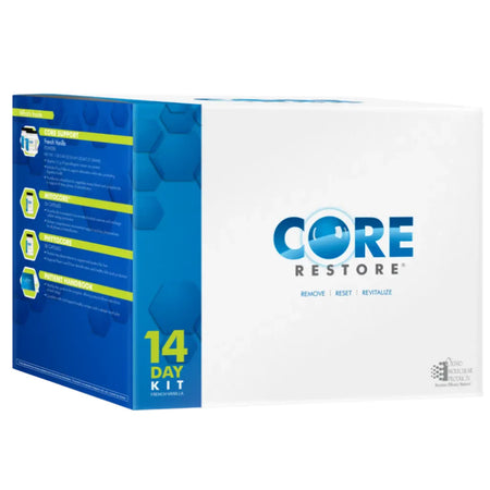 Ortho Molecular Core Restore Vanilla 14-Day supplement packaging for healthy digestion and gut support